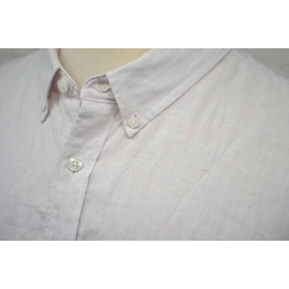 NORDSTROM Men's 100% Linen Long Sleeve Button Front Shirt SIZE XXL Light Pink - Picture 4 of 5